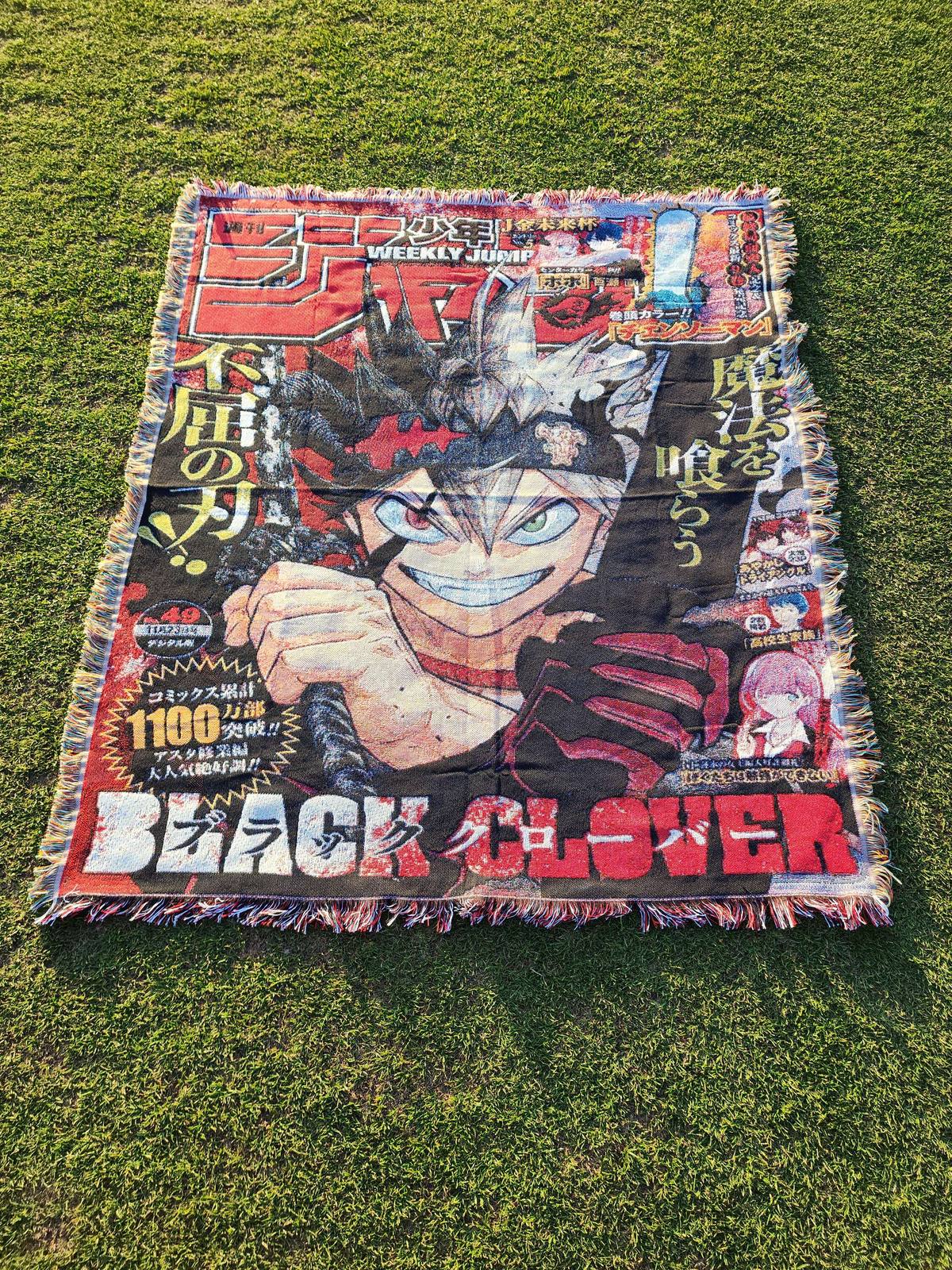 Black Clover Asta "11 Million Copies" Jump Cover Woven Tapestry — jacquard-woven 50x60 anime tapestry blanket, photo 1
