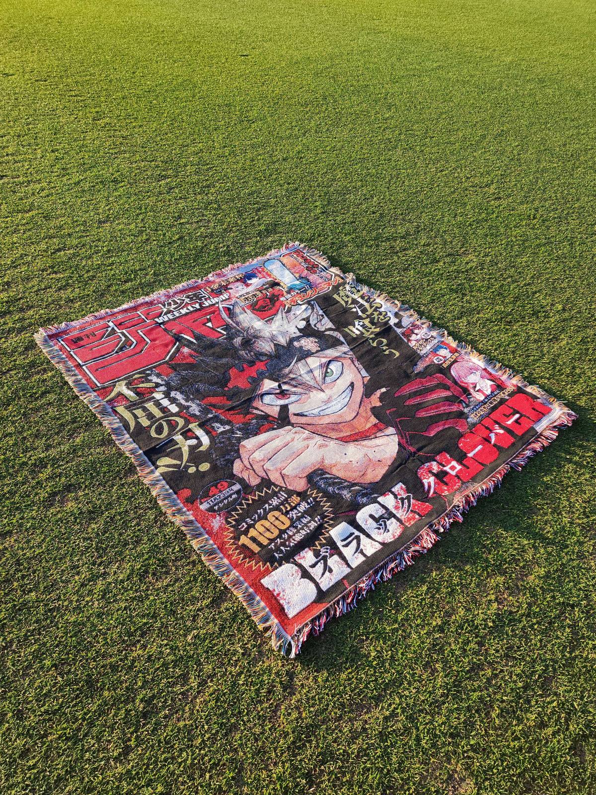 Black Clover Asta "11 Million Copies" Jump Cover Woven Tapestry — jacquard-woven 50x60 anime tapestry blanket, photo 2