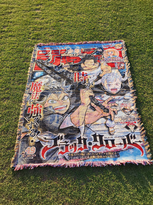 Black Clover Black Bulls Squad Jump Cover Woven Tapestry — jacquard-woven 50x60 anime tapestry blanket, photo 1