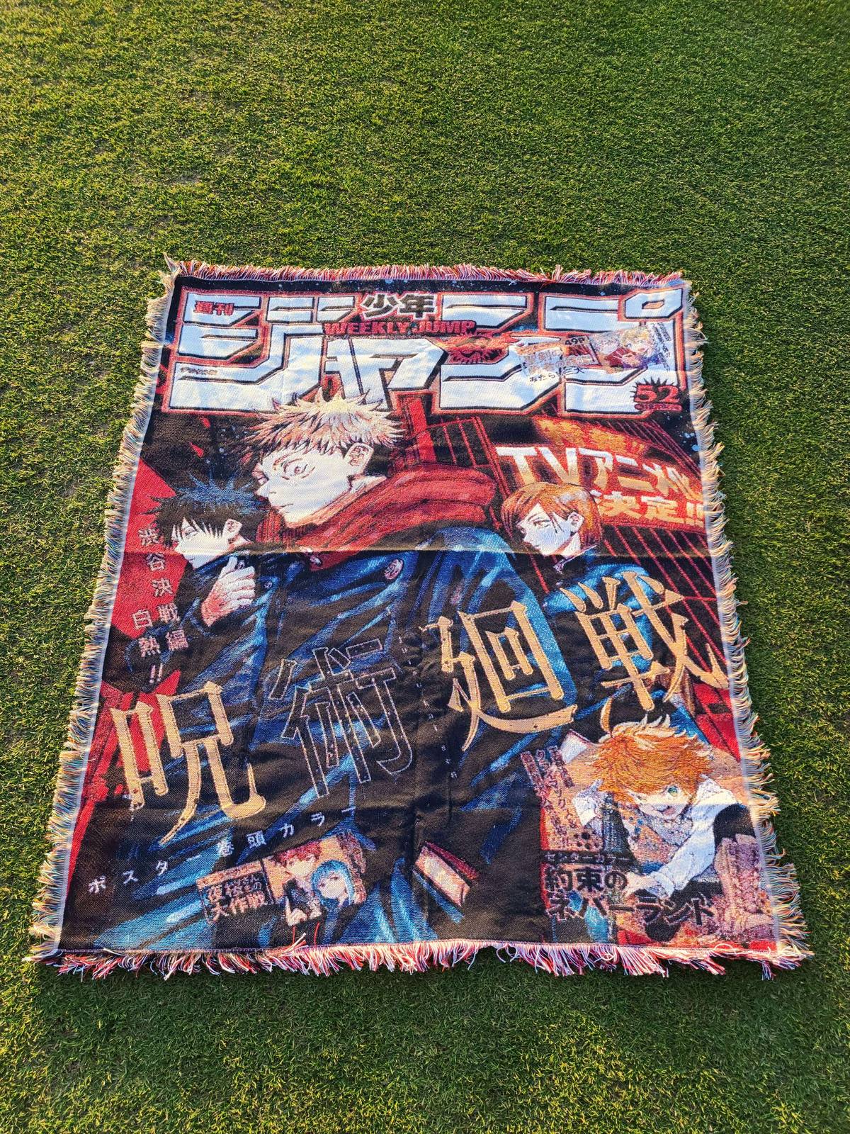 Jujutsu Kaisen "Anime Announcement" Jump Cover Woven Tapestry — jacquard-woven 50x60 anime tapestry blanket, photo 1