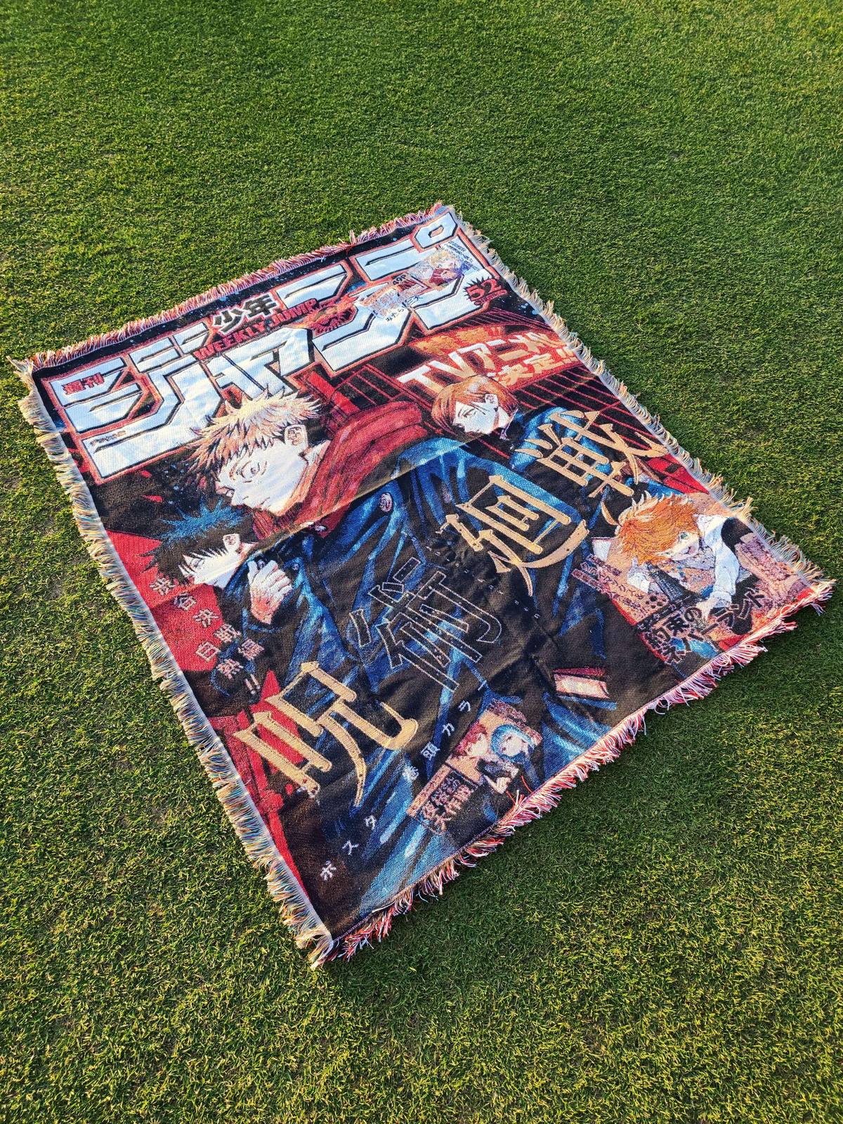 Jujutsu Kaisen "Anime Announcement" Jump Cover Woven Tapestry — jacquard-woven 50x60 anime tapestry blanket, photo 2